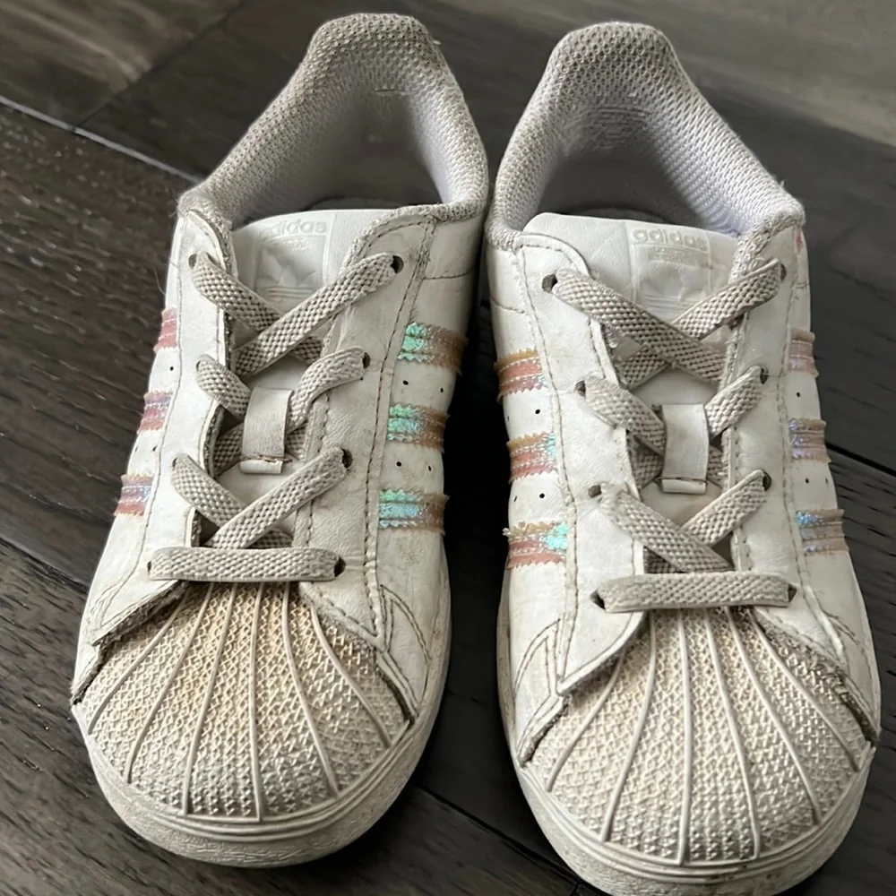 Toddler Adidas lace up iridescent sneakers
